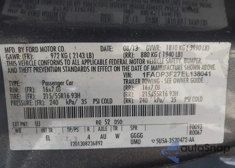 2014 Ford Focus Se z USA, uszkodzony, nr VIN 1FADP3F27EL138041